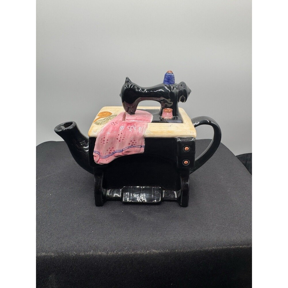 Sewing Machine Teapot Novelty Ceramic Handpainted Cardinal Inc